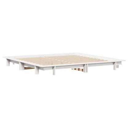 Bed Frame without Mattress White 200x200 cm Solid Wood Pine