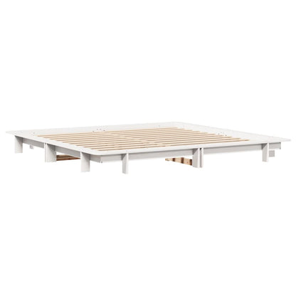 Bed Frame without Mattress White 200x200 cm Solid Wood Pine