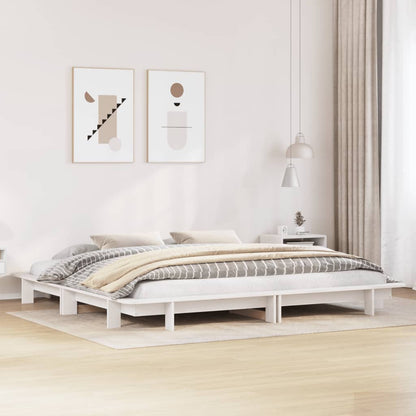 Bed Frame without Mattress White 200x200 cm Solid Wood Pine