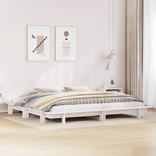 Bed Frame without Mattress White 200x200 cm Solid Wood Pine