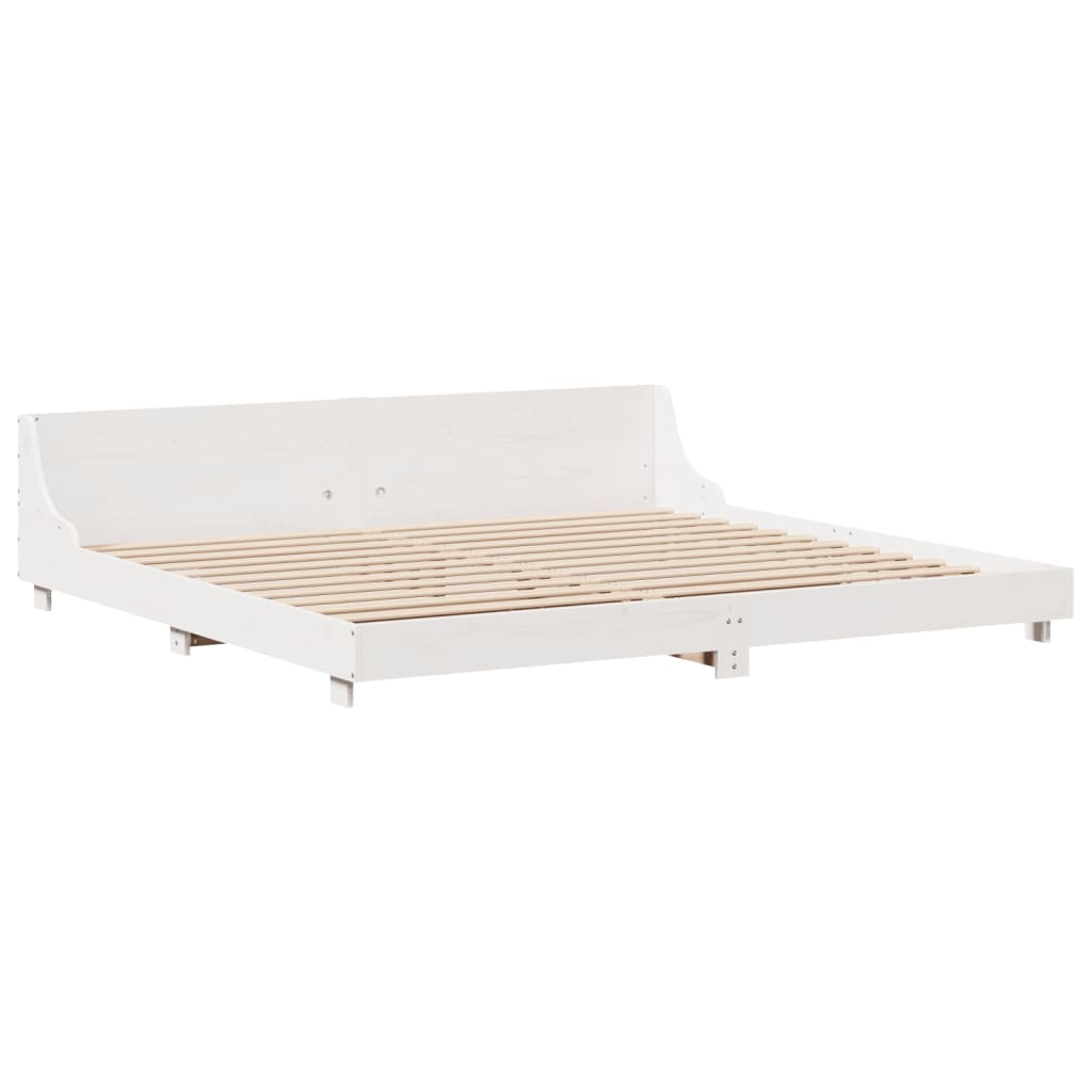 Bed Frame without Mattress White 200x200 cm Solid Wood Pine