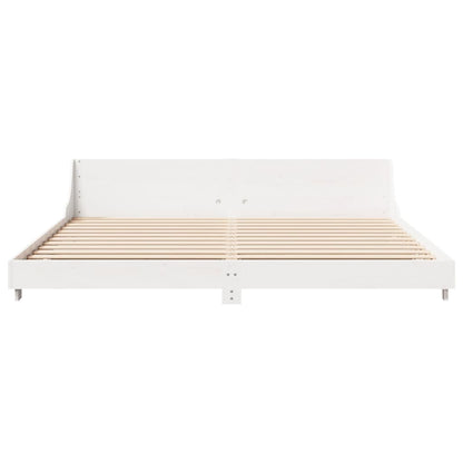 Bed Frame without Mattress White 200x200 cm Solid Wood Pine