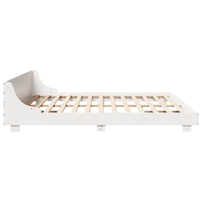 Bed Frame without Mattress White 200x200 cm Solid Wood Pine