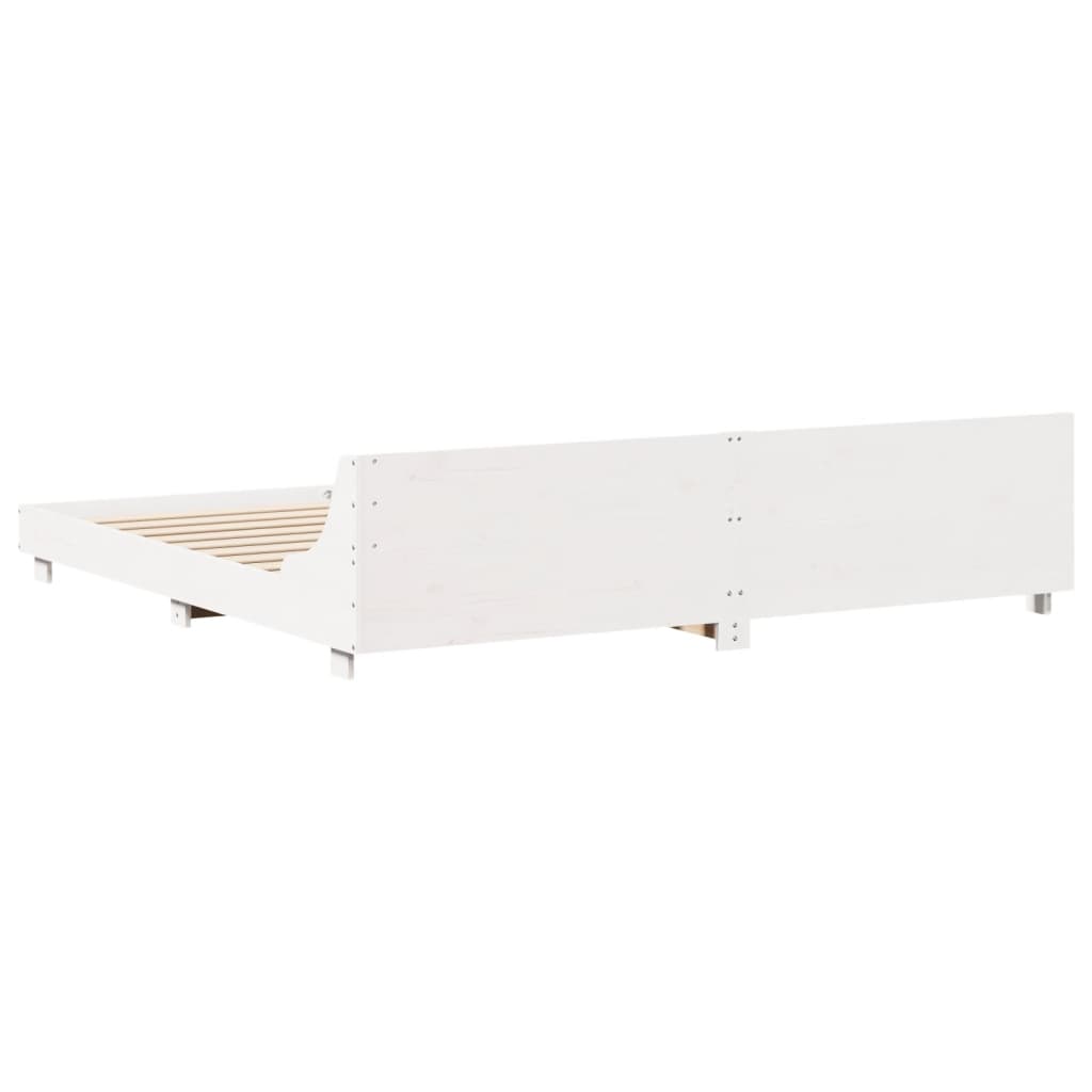 Bed Frame without Mattress White 200x200 cm Solid Wood Pine