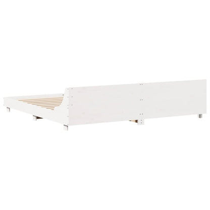 Bed Frame without Mattress White 200x200 cm Solid Wood Pine