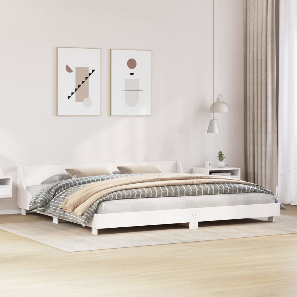 Bed Frame without Mattress White 200x200 cm Solid Wood Pine