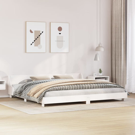 Bed Frame without Mattress White 200x200 cm Solid Wood Pine