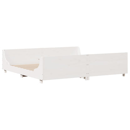 Bed Frame without Mattress White 200x200 cm Solid Wood Pine