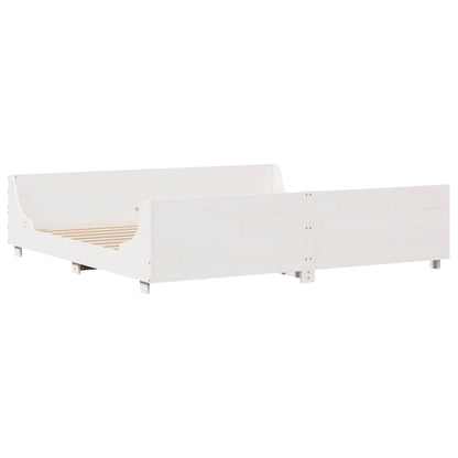 Bed Frame without Mattress White 200x200 cm Solid Wood Pine