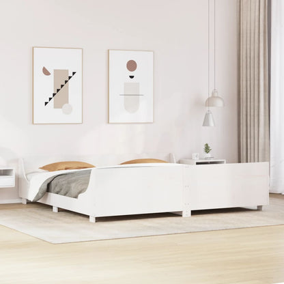 Bed Frame without Mattress White 200x200 cm Solid Wood Pine