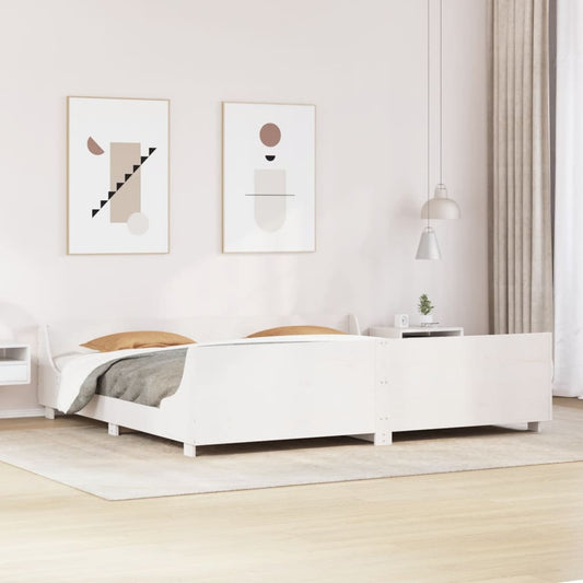 Bed Frame without Mattress White 180x200 cm Super King Solid Wood Pine
