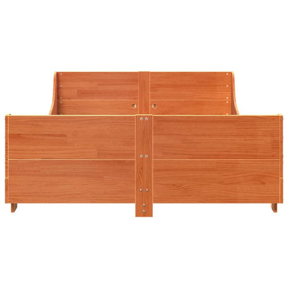 Bed Frame without Mattress Wax Brown 150x200 cm King Size Solid Wood Pine