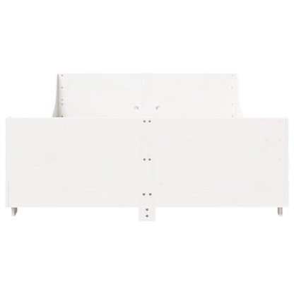 Bed Frame without Mattress White 135x190 cm Double Solid Wood Pine