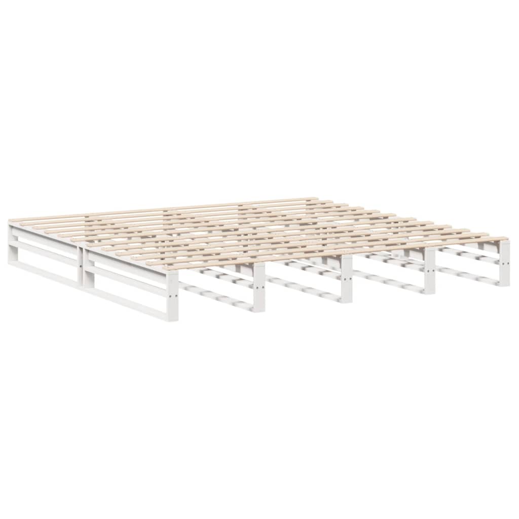 Bed Frame without Mattress White 200x200 cm Solid Wood Pine
