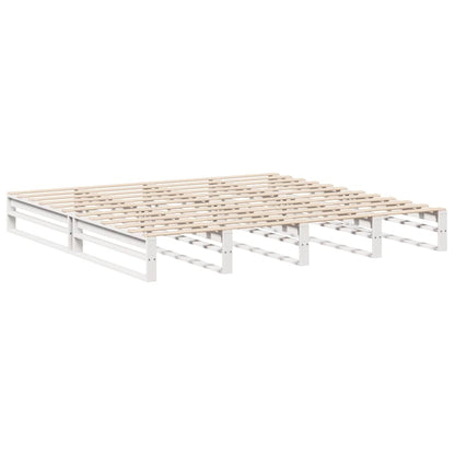 Bed Frame without Mattress White 200x200 cm Solid Wood Pine