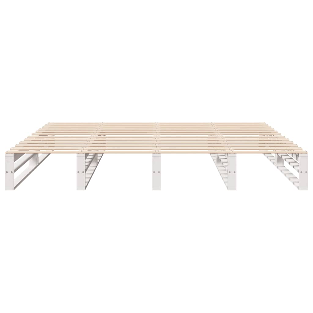 Bed Frame without Mattress White 200x200 cm Solid Wood Pine