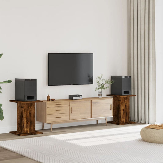 Speaker Stands 2 pcs Smoked Oak 30x30x60 cm Engineered Wood