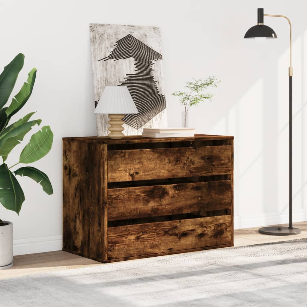 Corner Chest of Drawers Smoked Oak 80x41x58 cm Engineered Wood