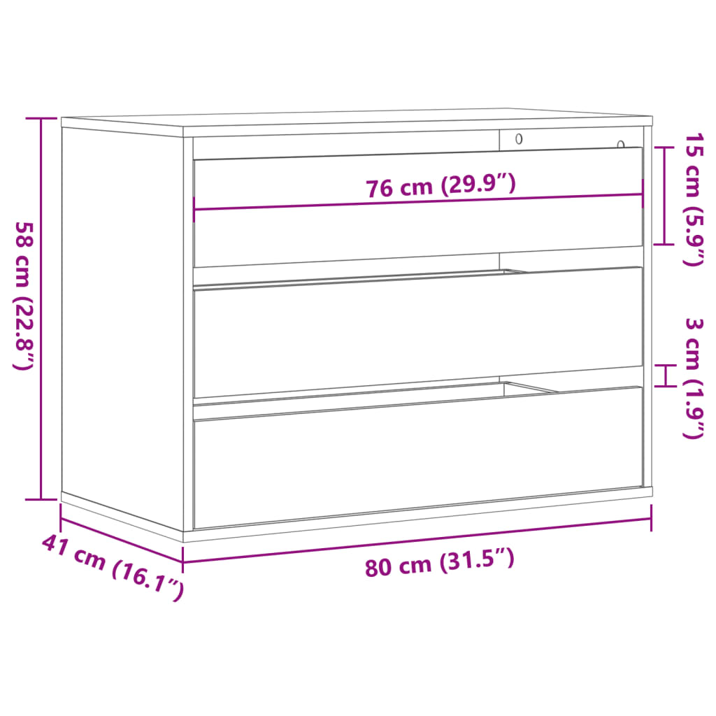 Corner Chest of Drawers Smoked Oak 80x41x58 cm Engineered Wood