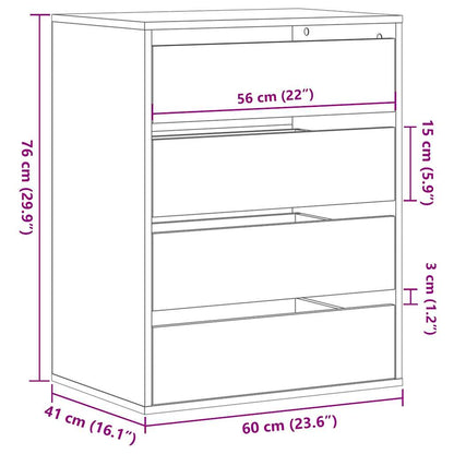 Corner Chest of Drawers Black 60x41x76 cm Engineered Wood