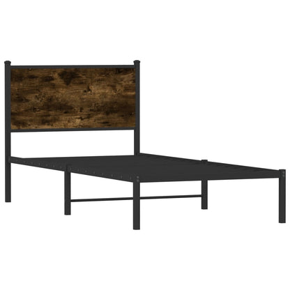 Metal Bed Frame without Mattress Smoked Oak 80x200 cm