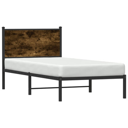 Metal Bed Frame without Mattress Smoked Oak 90x200 cm