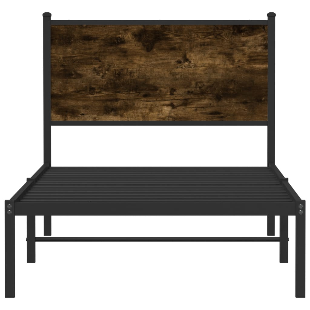 Metal Bed Frame without Mattress Smoked Oak 90x200 cm