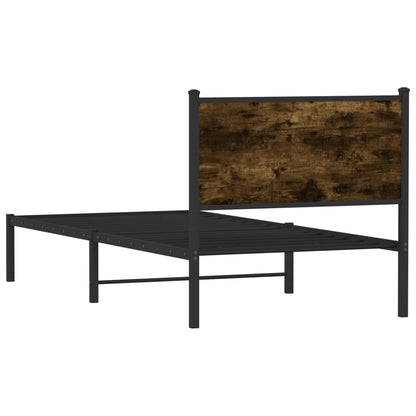 Metal Bed Frame without Mattress Smoked Oak 90x200 cm