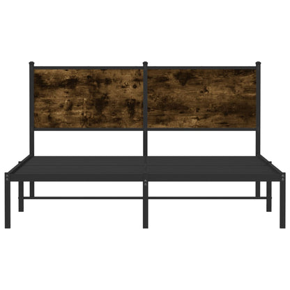 Metal Bed Frame without Mattress Smoked Oak 137x190 cm