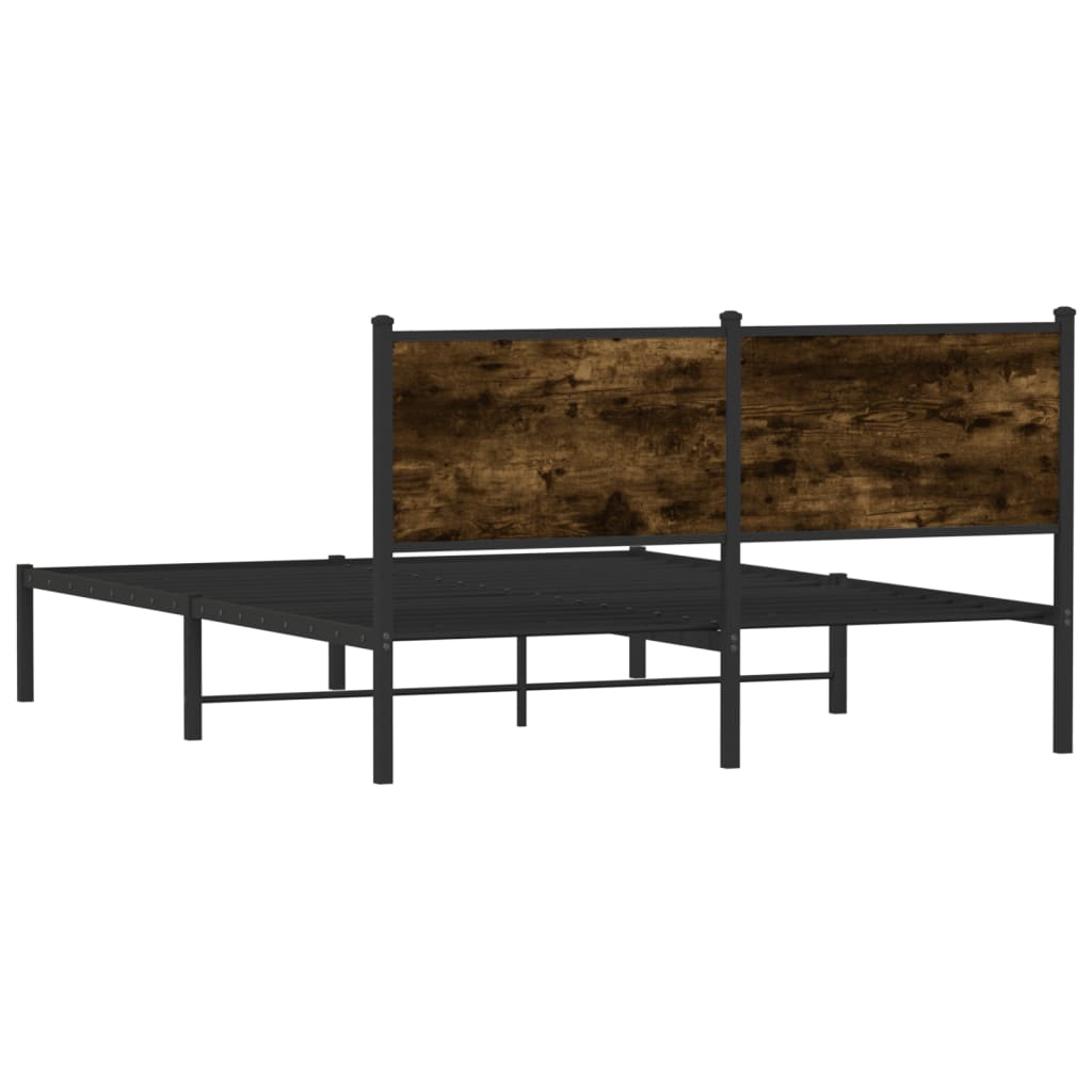 Metal Bed Frame without Mattress Smoked Oak 137x190 cm