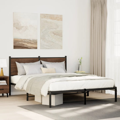 Metal Bed Frame without Mattress Smoked Oak 140x190 cm