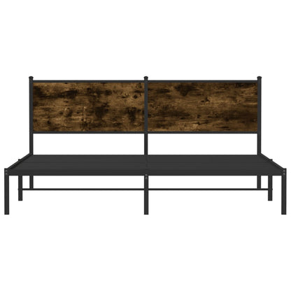 Metal Bed Frame without Mattress Smoked Oak 183x213 cm
