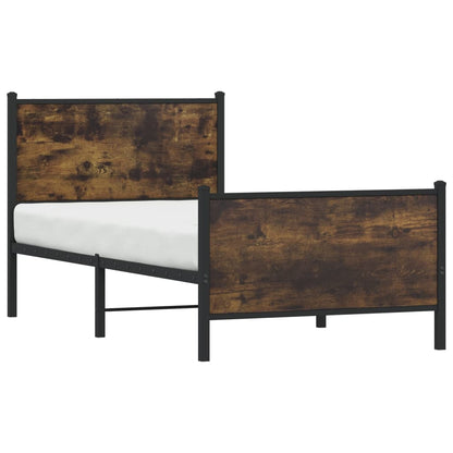 Metal Bed Frame without Mattress Smoked Oak 75x190 cm Small Single