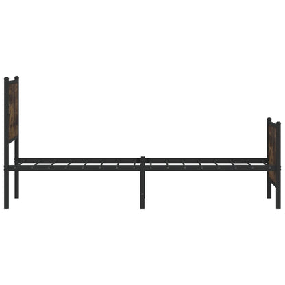 Metal Bed Frame without Mattress Smoked Oak 107x203 cm