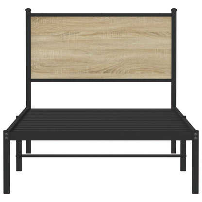 Metal Bed Frame without Mattress Sonoma Oak 90x200 cm