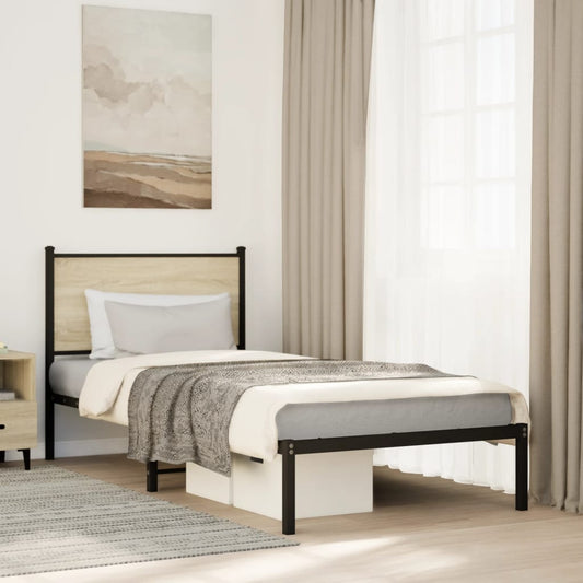 Metal Bed Frame without Mattress Sonoma Oak 90x200 cm