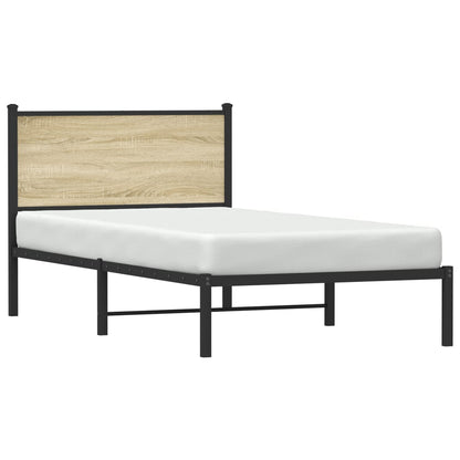 Metal Bed Frame without Mattress Sonoma Oak 100x190 cm