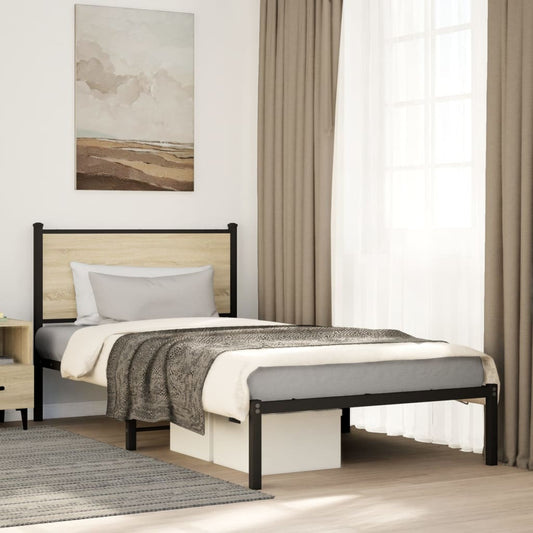 Metal Bed Frame without Mattress Sonoma Oak 100x190 cm