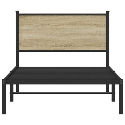 Metal Bed Frame without Mattress Sonoma Oak 100x200 cm