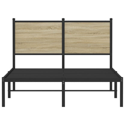 Metal Bed Frame without Mattress Sonoma Oak 120x190 cm Small Double