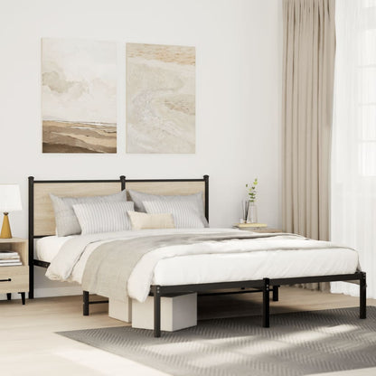 Metal Bed Frame without Mattress Sonoma Oak 137x190 cm