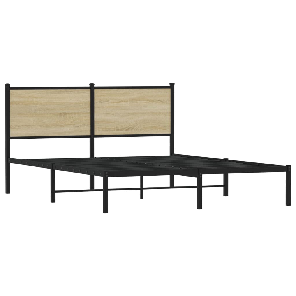 Metal Bed Frame without Mattress Sonoma Oak 150x200 cm King Size