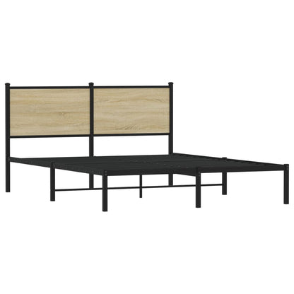 Metal Bed Frame without Mattress Sonoma Oak 150x200 cm King Size