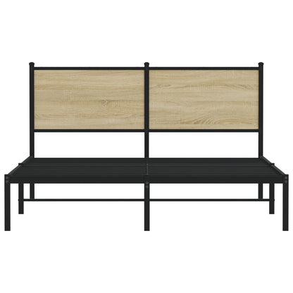 Metal Bed Frame without Mattress Sonoma Oak 150x200 cm King Size