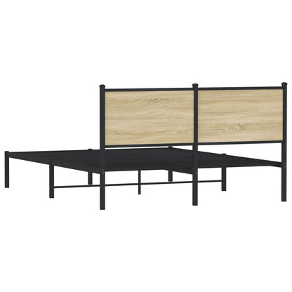 Metal Bed Frame without Mattress Sonoma Oak 150x200 cm King Size