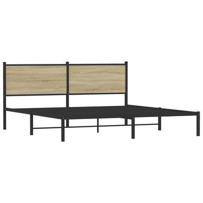 Metal Bed Frame without Mattress Sonoma Oak 160x200 cm