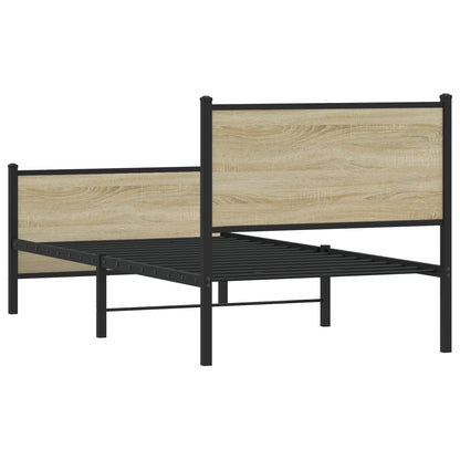 Metal Bed Frame without Mattress Sonoma Oak 75x190 cm Small Single