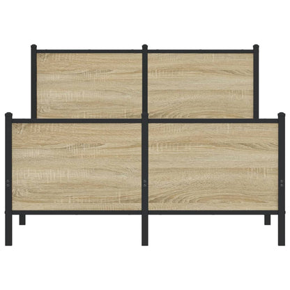 Metal Bed Frame without Mattress Sonoma Oak 120x190 cm Small Double