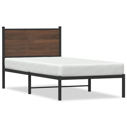 Metal Bed Frame without Mattress Brown Oak 80x200 cm