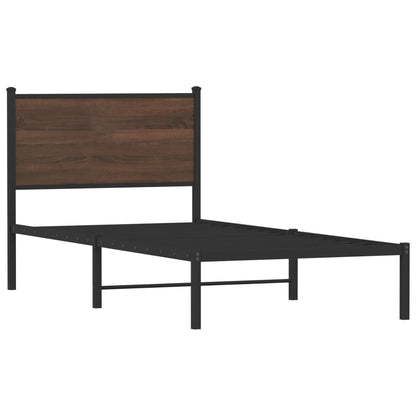 Metal Bed Frame without Mattress Brown Oak 80x200 cm